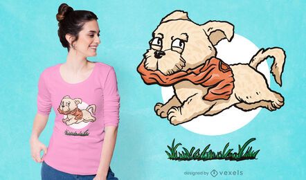 Perro corriendo con diseño de camiseta Perro corriendo con diseño de camiseta