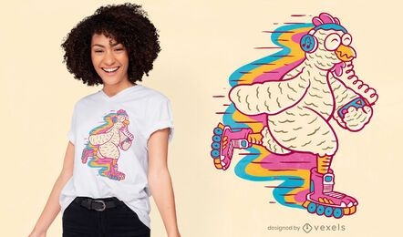 Chicken roller skating t-shirt design