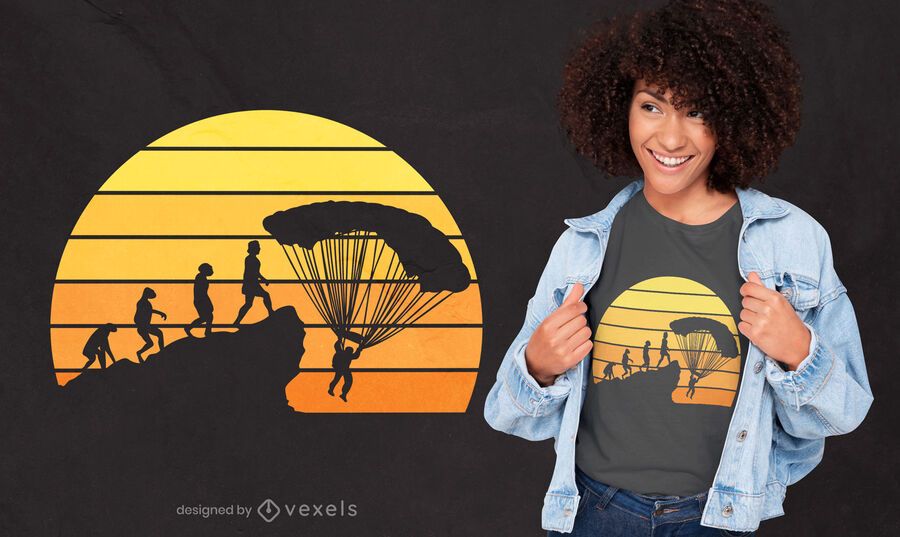 Parachuting evolution t-shirt design Parachuting evolution t-shirt design