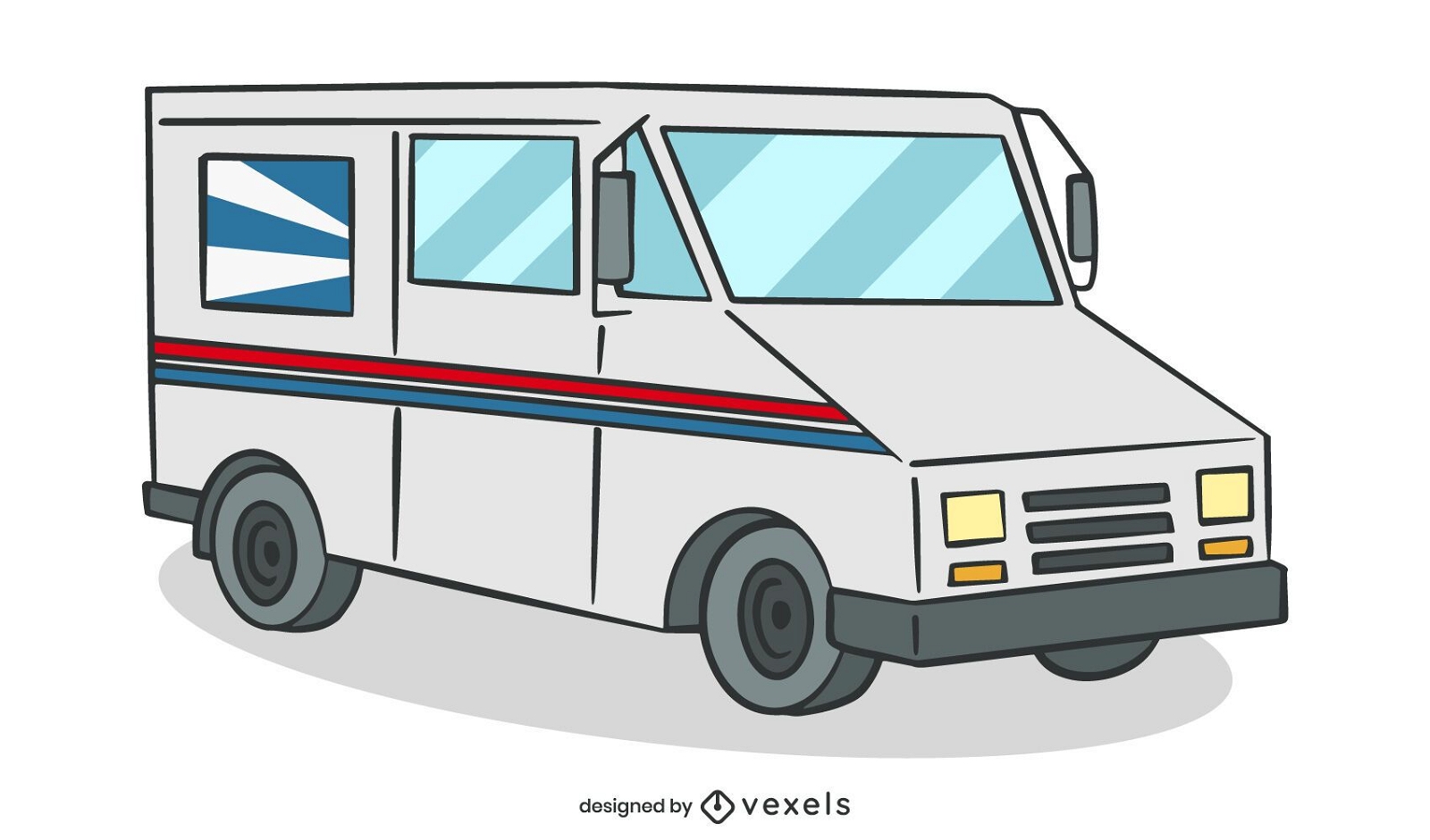 Ilustración de camión de reparto de la oficina de correos