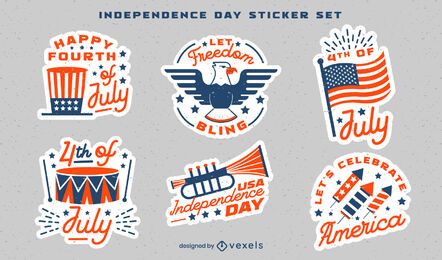 Independence day celebration stickers set Independence day celebration stickers set