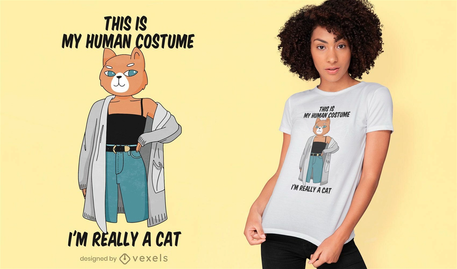 Design de camiseta de gato de mulher