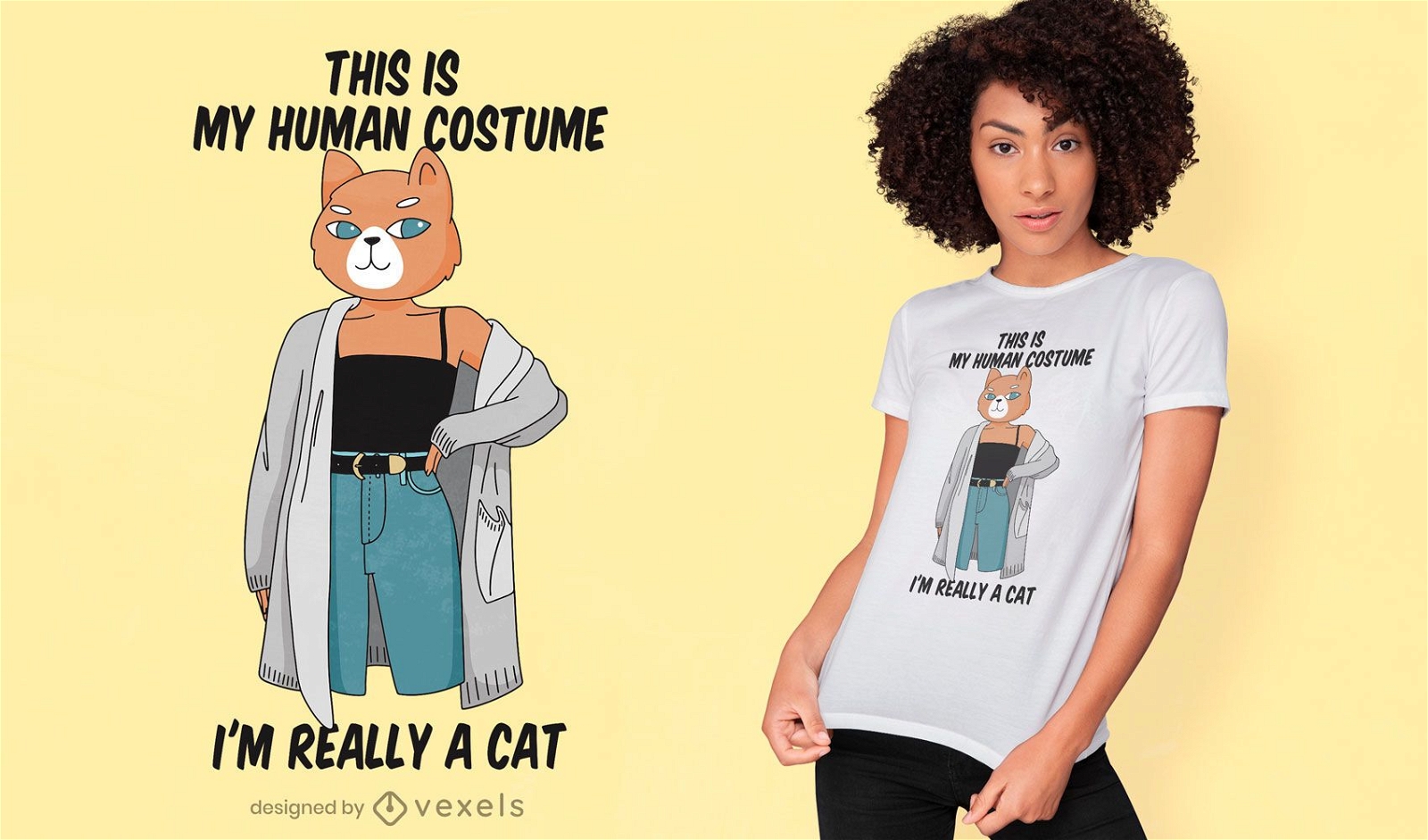 Dise?o de camiseta mujer gato