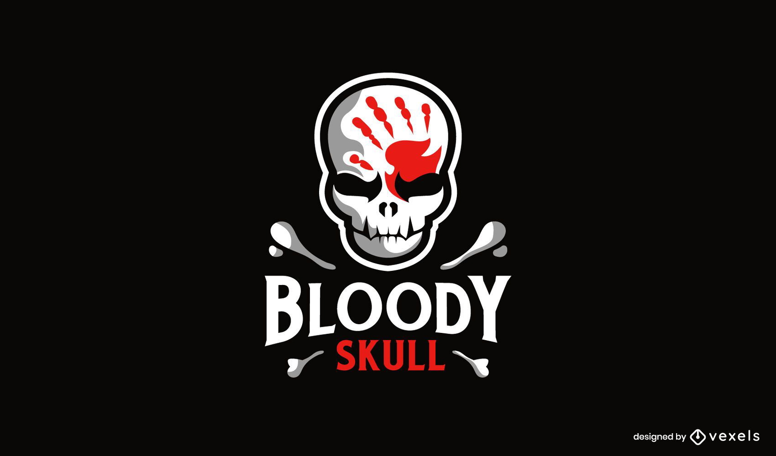 Bloody handprint on skull logo design