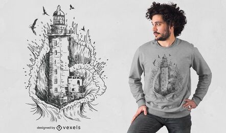 Lighthouse hand-drawn t-shirt design