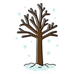 Tree in the snow color stroke Transparent PNG