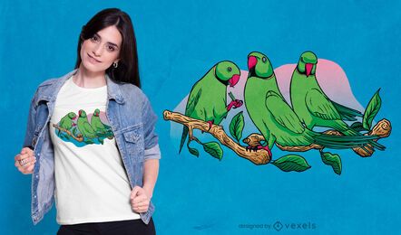 Diseño de camiseta de tres loros.
