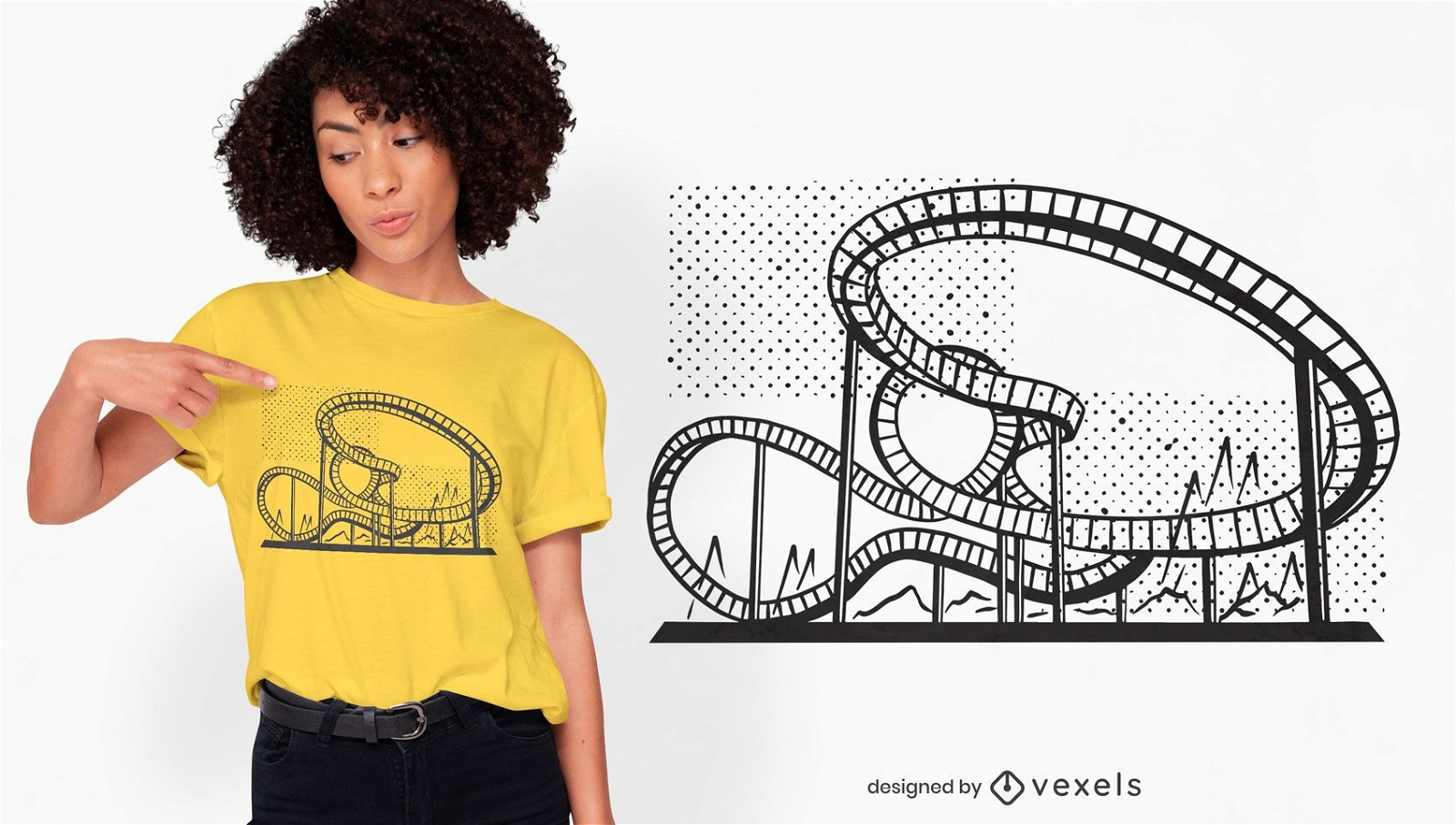 Design de camiseta para parque de diversões de montanha-russa