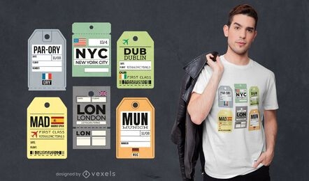 Design de t-shirt de etiquetas de bagagem de viagem