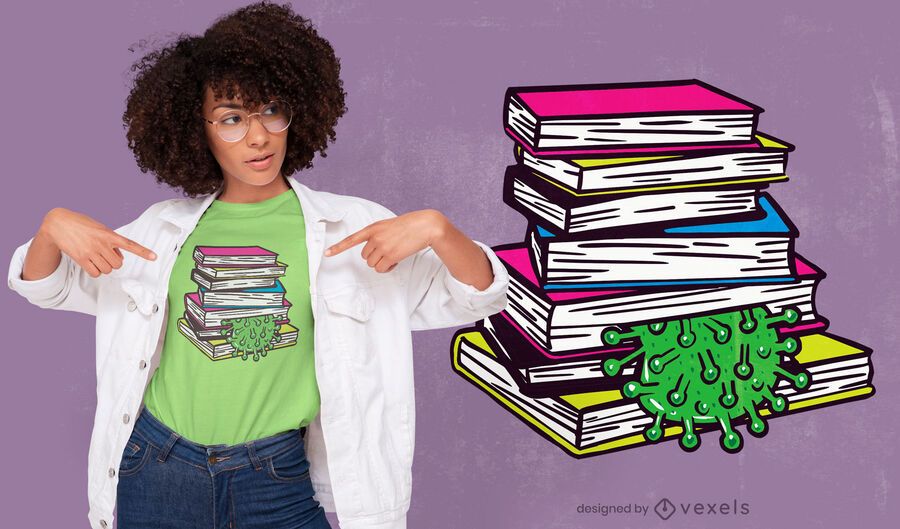 Coronavirus squashed by books t-shirt design Coronavirus squashed by books t-shirt design