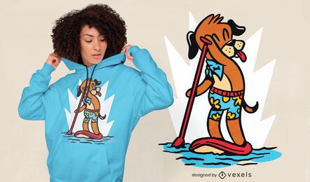 Dog stand up paddling t-shirt design Dog stand up paddling t-shirt design