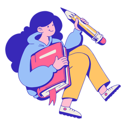 Girl with notebook and pencil cartoon Transparent PNG