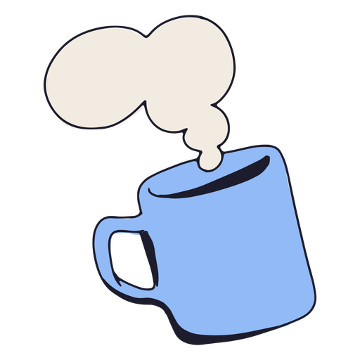 Hot coffee in mug semi flat PNG Design