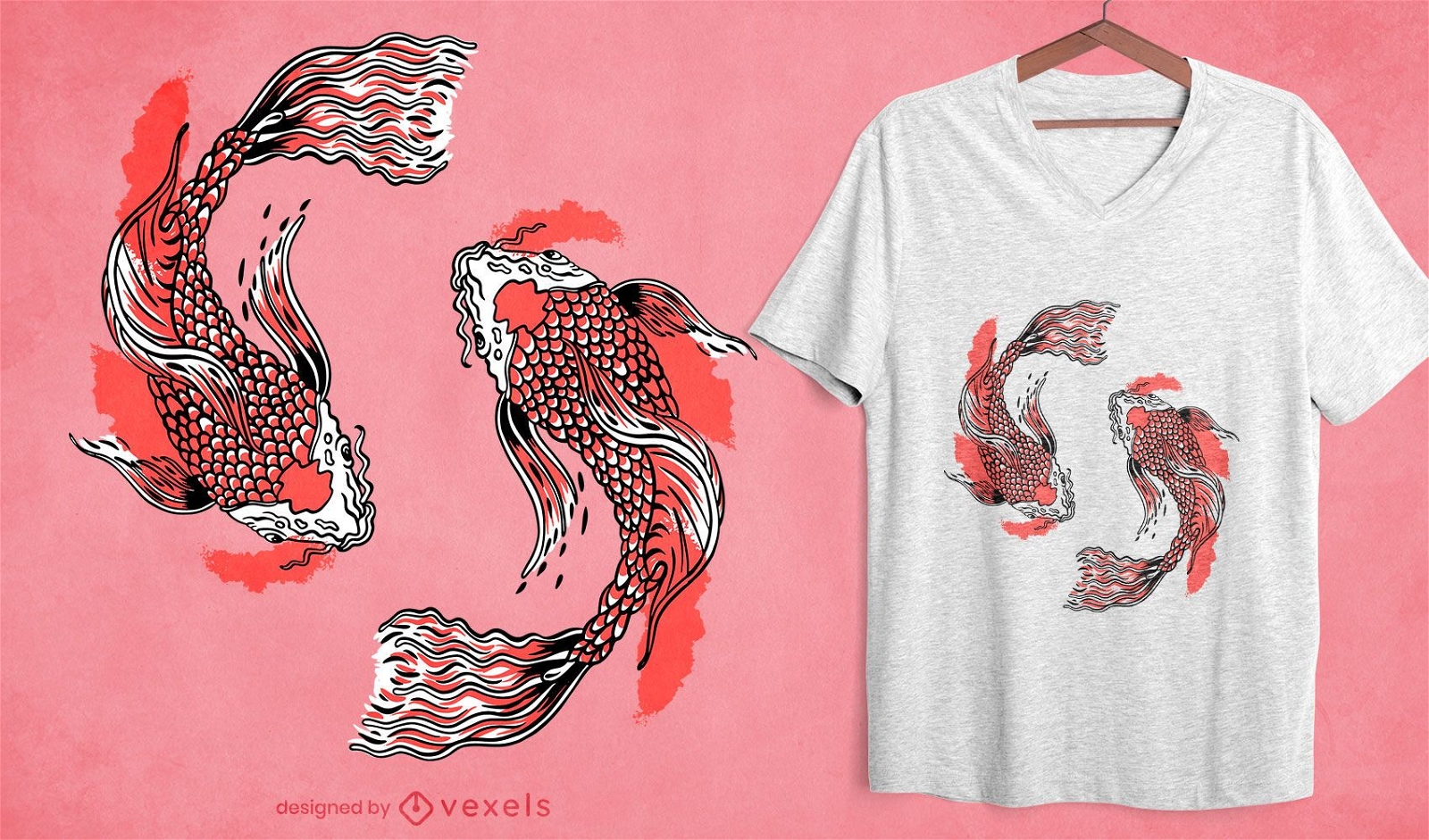 Wirbelndes T-Shirt-Design des Koi-Fisches