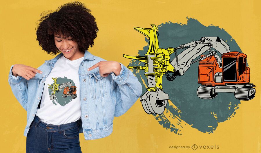 Diseño de camiseta de máquina cosechadora de madera. Diseño de camiseta de máquina cosechadora de madera.