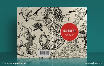 Japanese coloring book cover design Japanese coloring book cover design