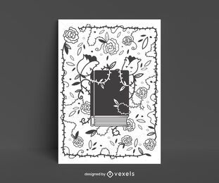 Book surrounded by flowers poster design