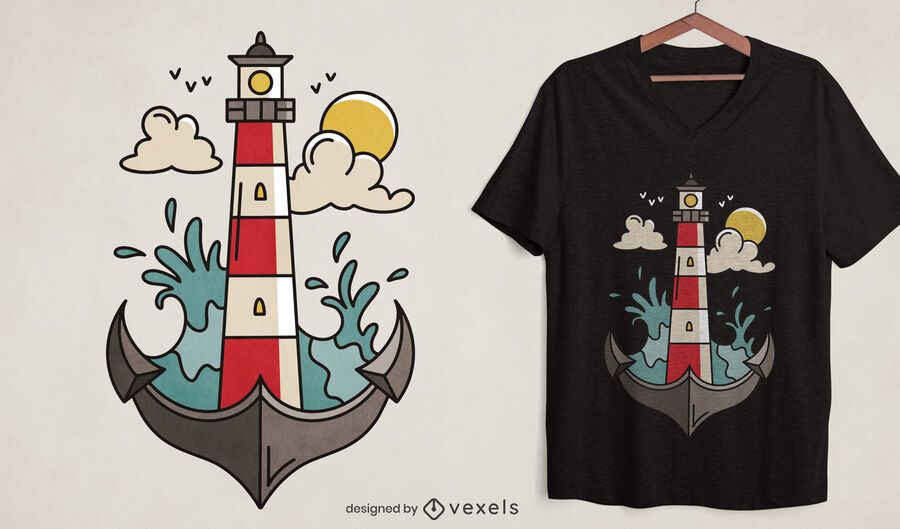 Leuchtturm Anker Ozean T-Shirt Design Leuchtturm Anker Ozean T-Shirt Design