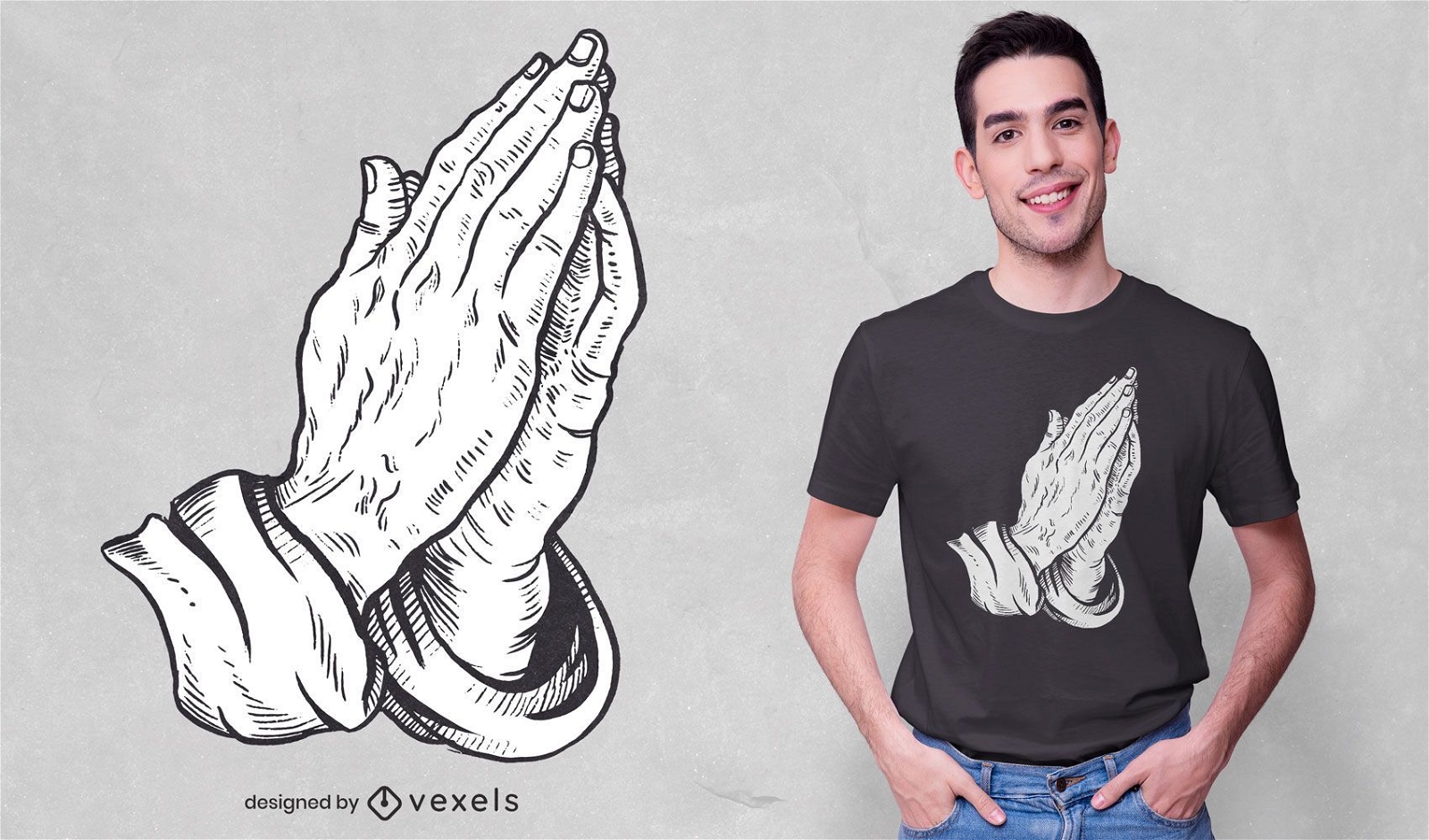 Design de camisetas para m?os orando