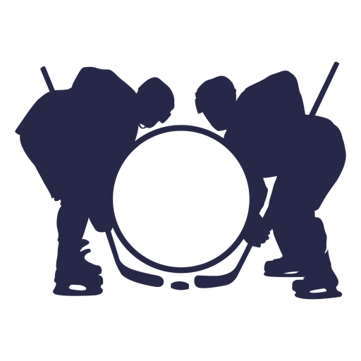 Hockey players label silhouette