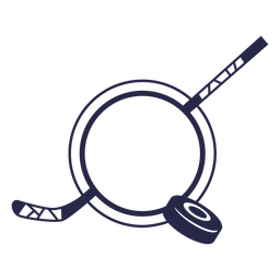Hockey stick and disk label cut out PNG Design