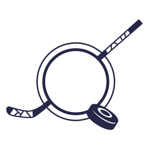 Hockey stick and disk label cut out PNG Design