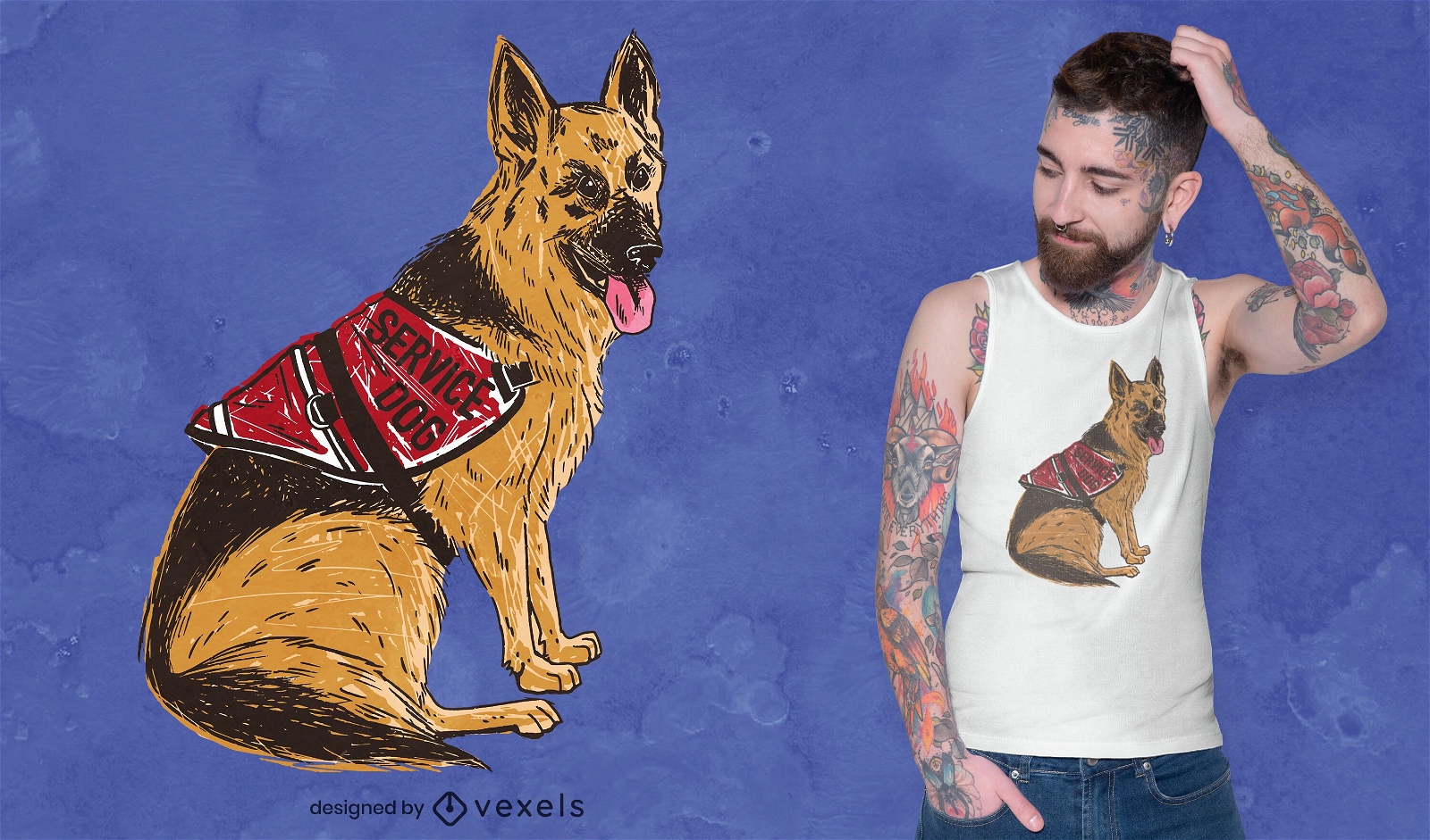German shepherd service dog t-shirt design