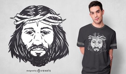 Desenho de t-shirt com retrato de Jesus Cristo