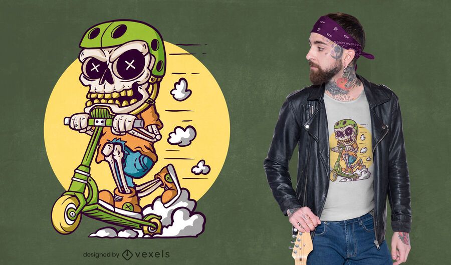 Skeleton stunt scooter t-shirt design Skeleton stunt scooter t-shirt design