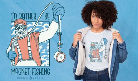Design de camiseta de pesca com ímã