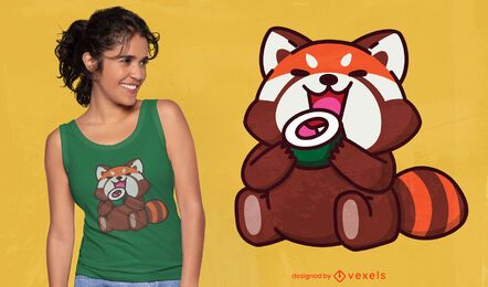 Diseño de camiseta de panda rojo comiendo sushi Diseño de camiseta de panda rojo comiendo sushi
