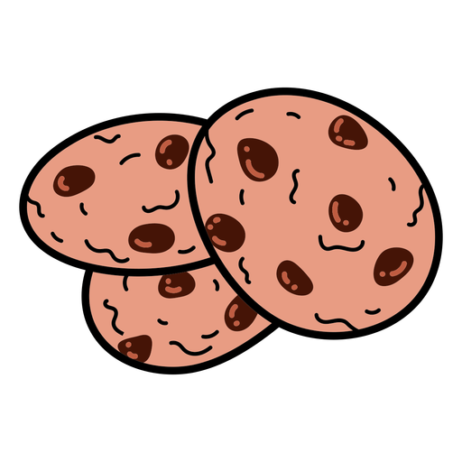 Chocolate chips cookies color stroke PNG Design
