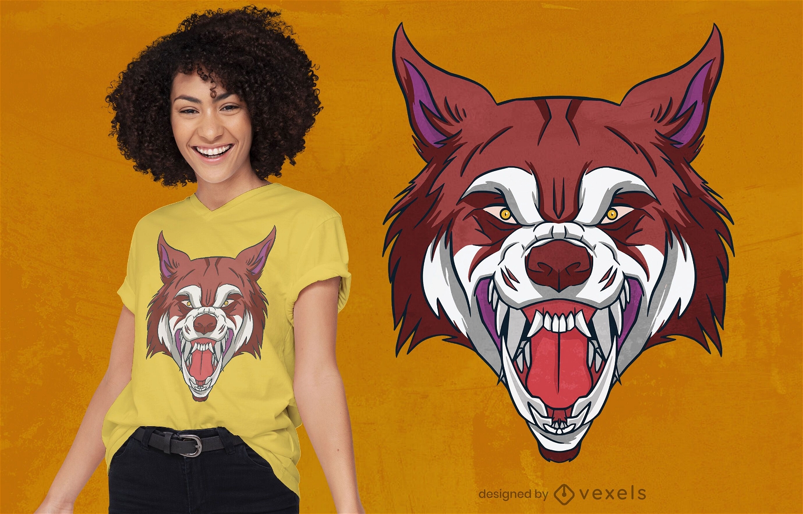 Wolf head roaring t-shirt design
