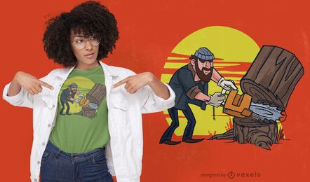 Diseño de camiseta de corte de árbol de leñador.