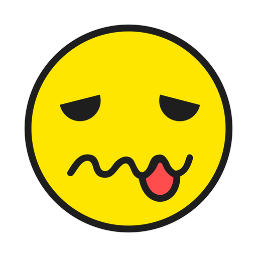 Tired emoji color stroke PNG Design
