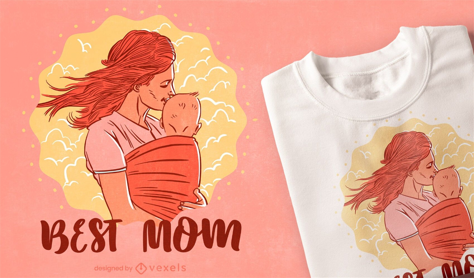 Mother and child family t-shirt design