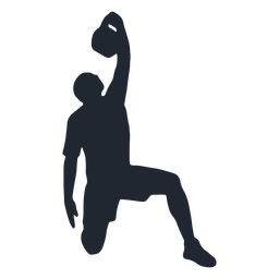 Man kneeling with kettlebell silhouette Transparent PNG