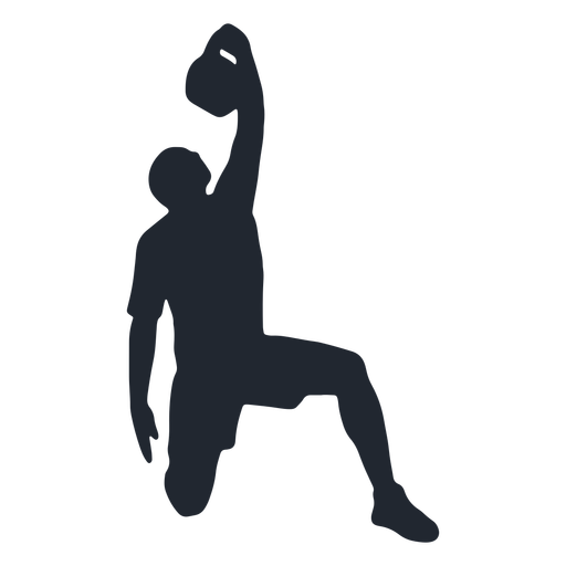 Man kneeling with kettlebell silhouette PNG Design