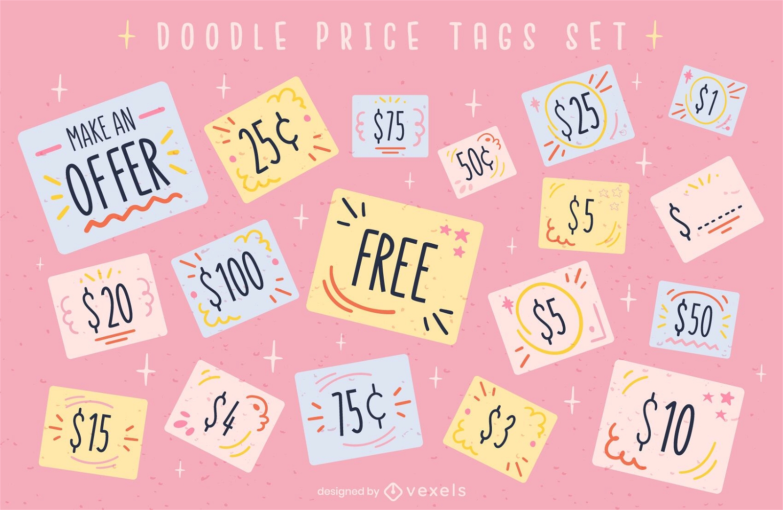 Price tag offers cute doodle set