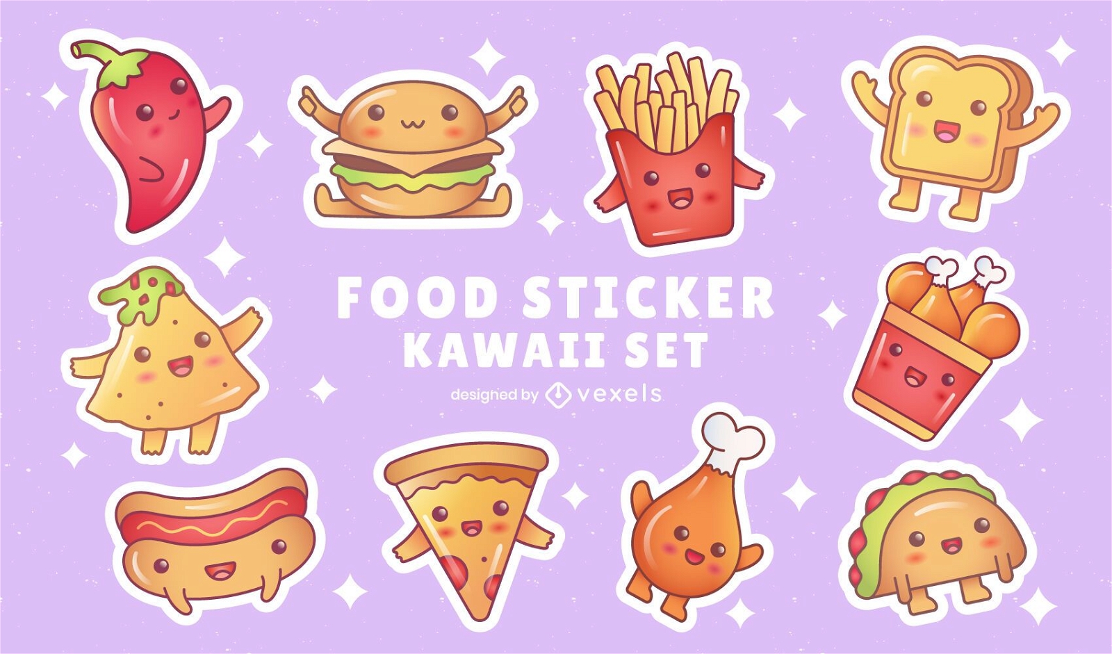 Fast food cute kawaii sticker set