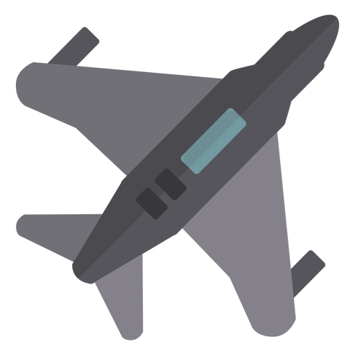 Military jet plane from top semi flat PNG Design