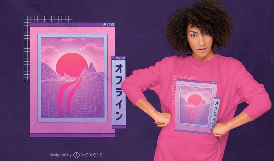 Vaporwave japanese landscape t-shirt design Vaporwave japanese landscape t-shirt design