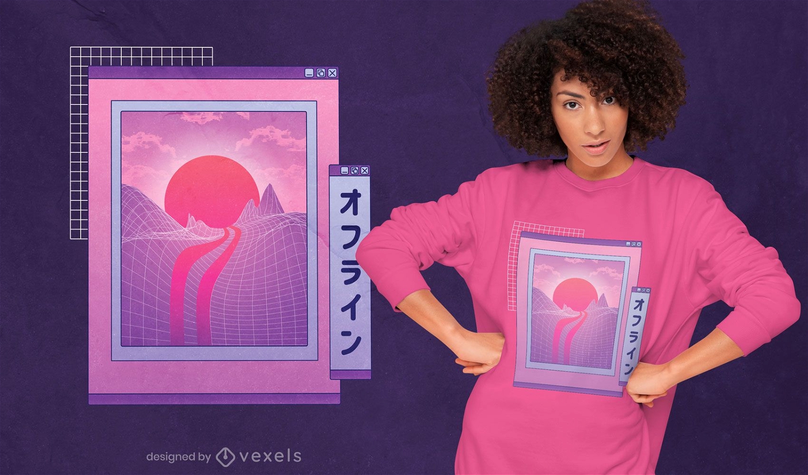 Design de t-shirt com paisagem japonesa Vaporwave