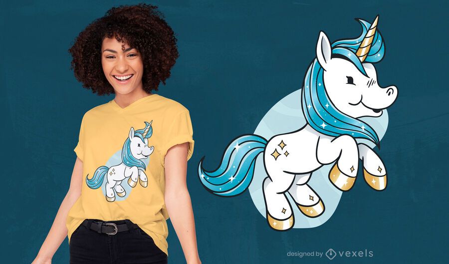 Diseño de camiseta de criatura de dibujos animados de unicornio bebé Diseño de camiseta de criatura de dibujos animados de unicornio bebé