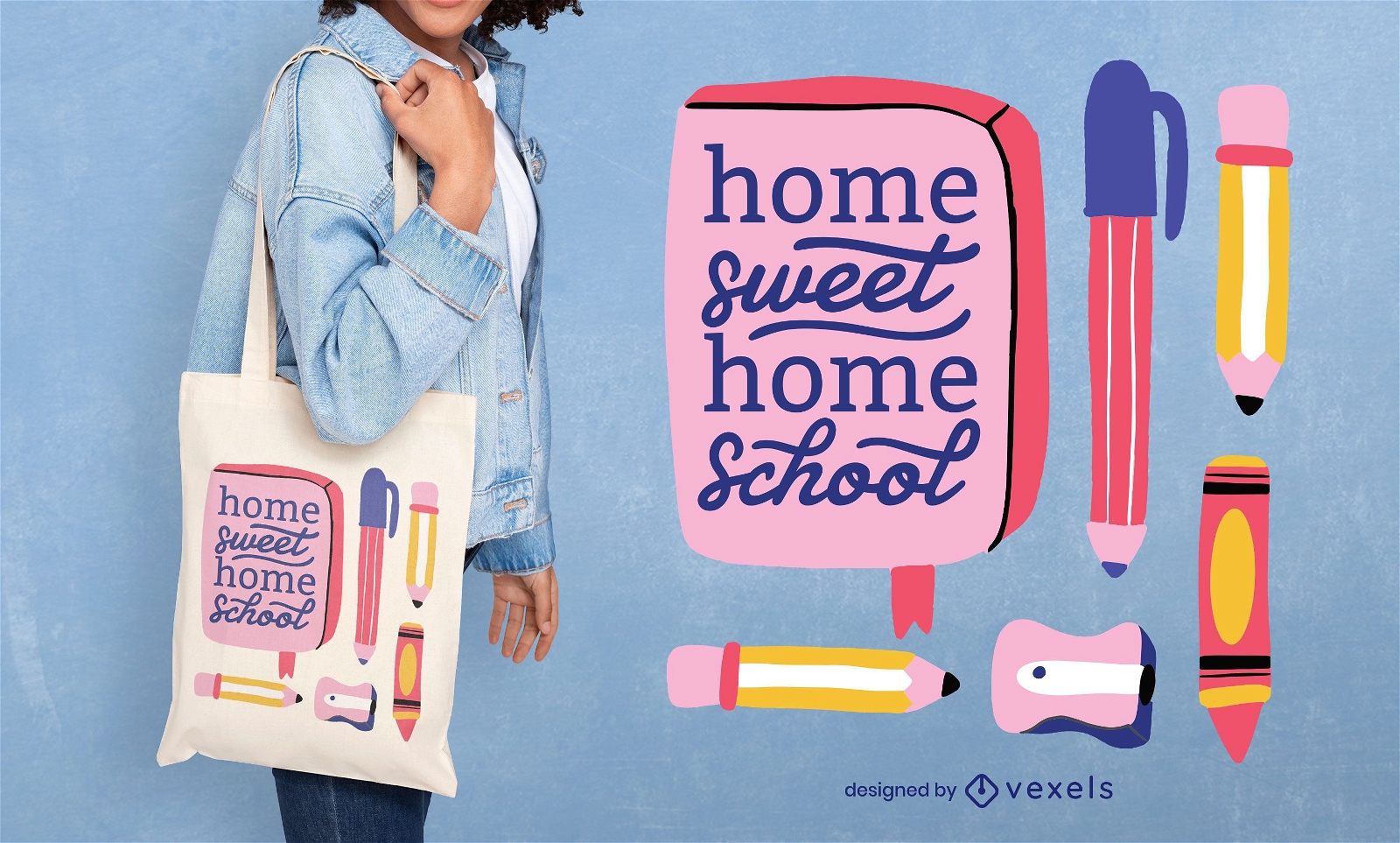 Home school tote bag design