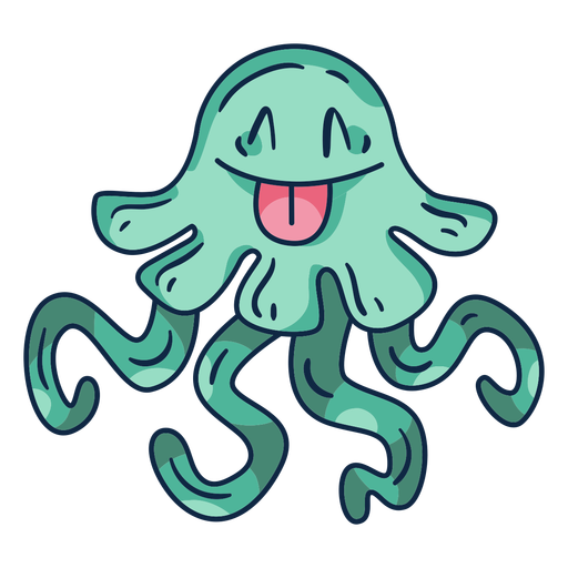 Jellyfish with tongue out cartoon