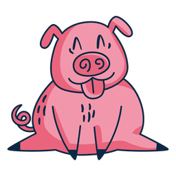Pig with tongue out cartoon