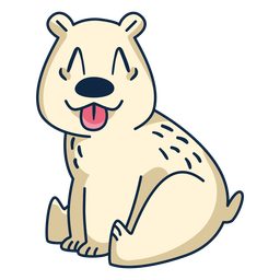 Polar bear with tongue out cartoon Transparent PNG