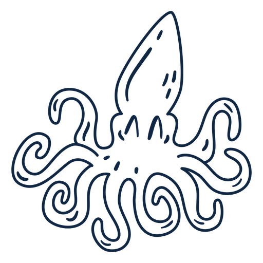 Cute cartoon squid stroke PNG Design