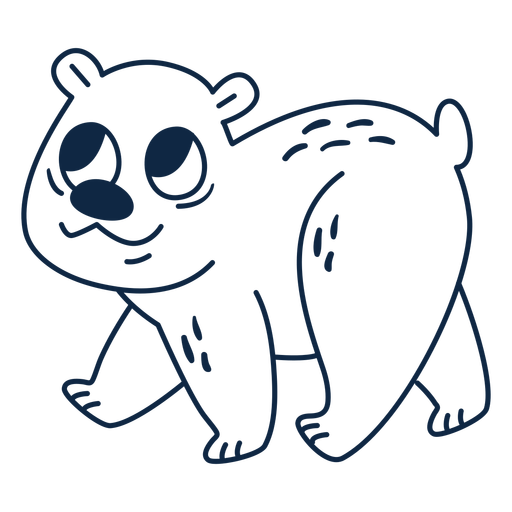 Cartoon polar bear stroke PNG Design